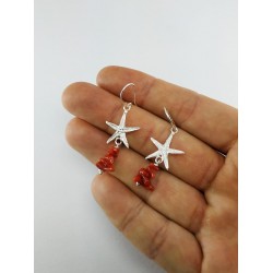 Orecchini stelle marine argento e corallo