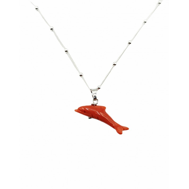 Ciondolo Delfino corallo rosso