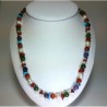 Collana "multicolor" corallo, pietre dure, perle, argento